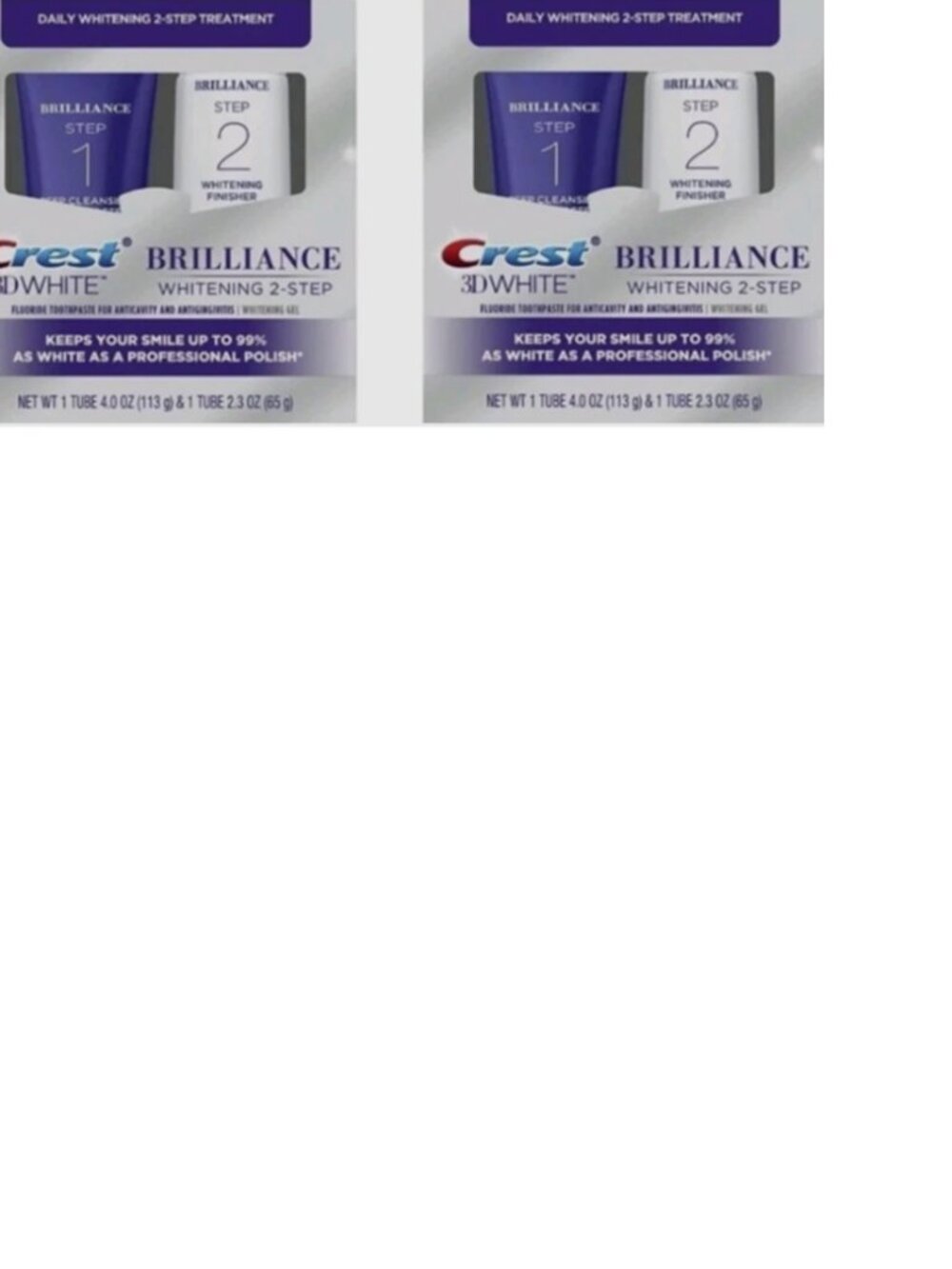Crest 3D White Brilliance 2 Step Toothpaste & Gel Whitening 2Pk 4/27